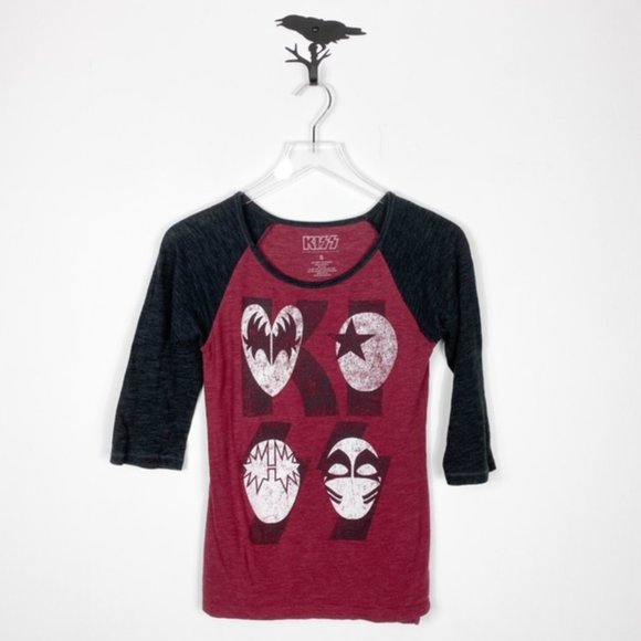 KISS 2014 3/4 Raglan Sleeve Graphic T-Shirt - Picture 1 of 7
